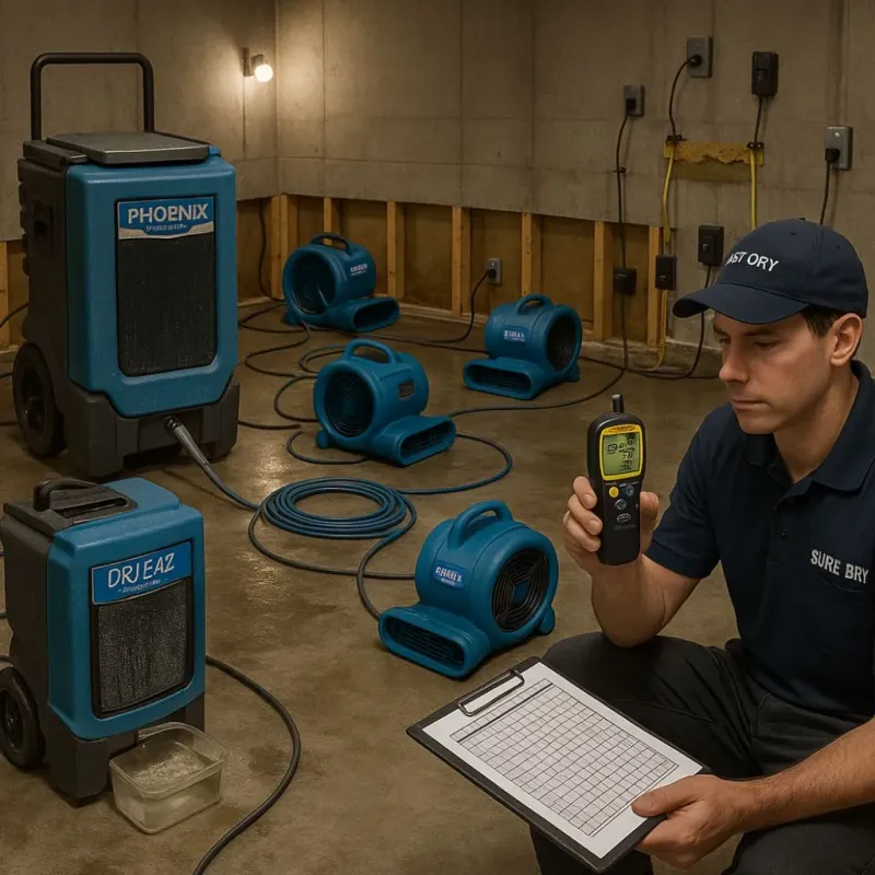 Structural Drying and Dehumidification process in College Place, WA